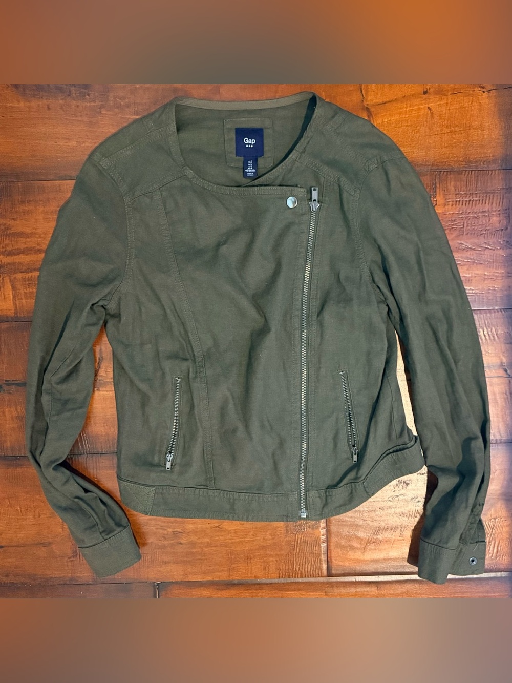 GAP Olive Utility Asymmetric Zip Jacket